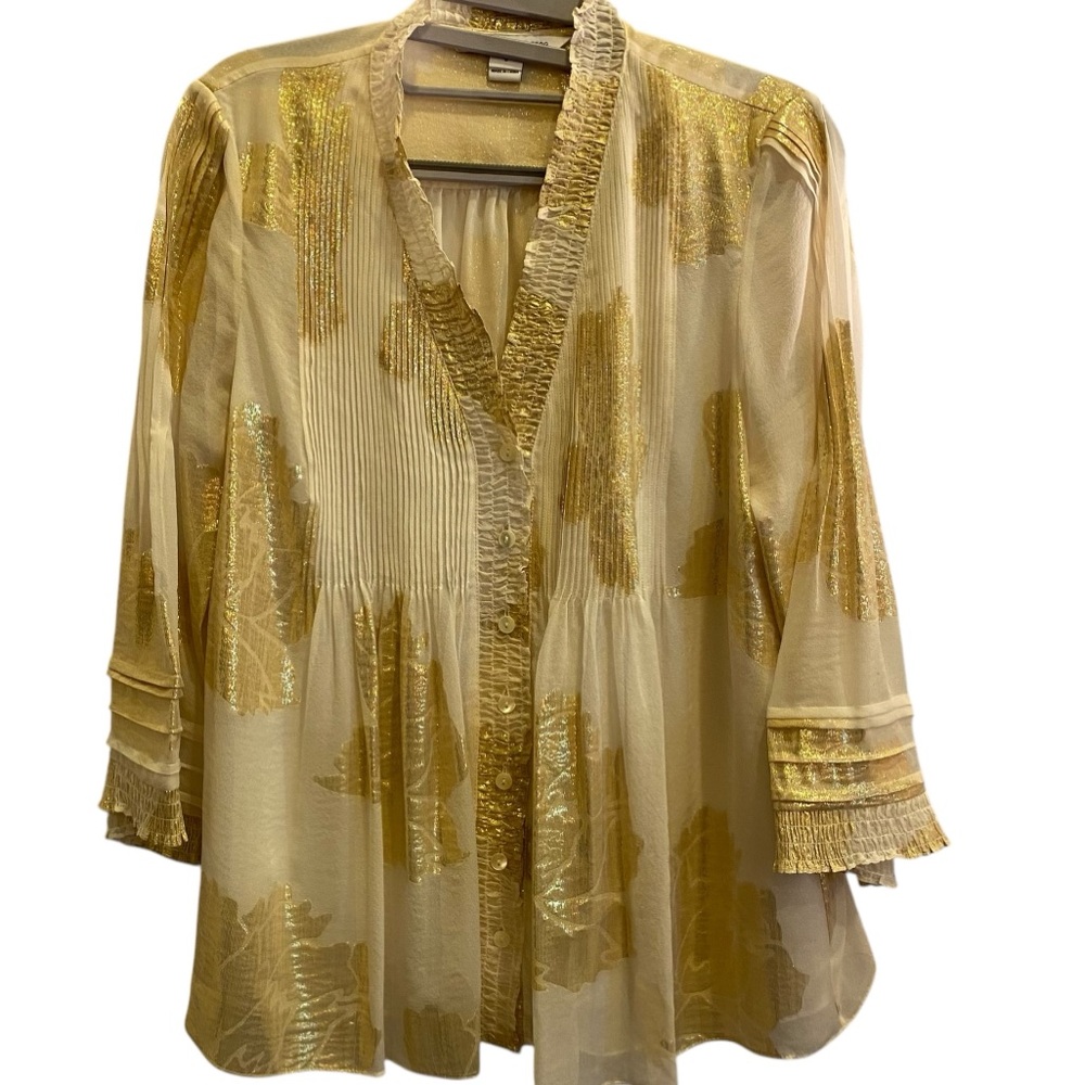 Diane Von Furstenberg Women’s Layla Silk and Gold Old Money Women's Top sz 8